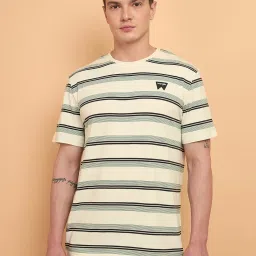 Wrangler Off White Regular Fit Striped T-Shirt image 1