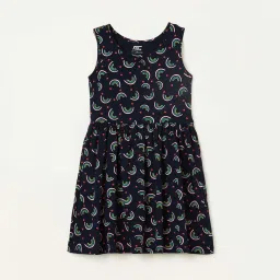Fame Forever by Lifestyle Kids Navy Cotton Printed Dress image 1