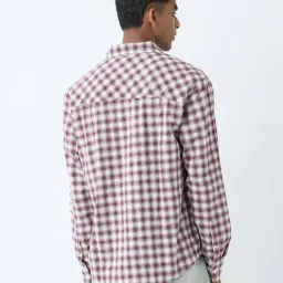 nuon men Nuon by Westside Maroon Checks Detailed Relaxed-Fit Cotton Shirt image 2