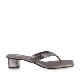 Mochi Women's Gun Metal Thong Sandals image 1