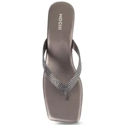 Mochi Women's Gun Metal Thong Sandals image 3