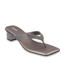 Mochi Women's Gun Metal Thong Sandals image 2