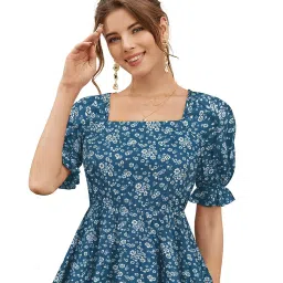 KERI PERRY Teal Floral Print Top image 1