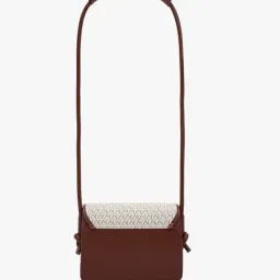 Kazo Brown & Off White Zeno Printed Small Leather Cross Body Bag image 3