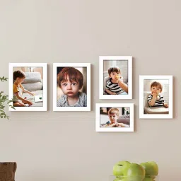 Art Street White Synthetic Nucleolus Wall Photo Frame - Set of 5 image 1