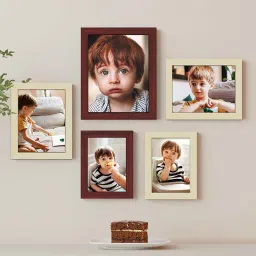 Art Street Brown Synthetic Pivot Wall Photo Frame - Set of 5 image 1