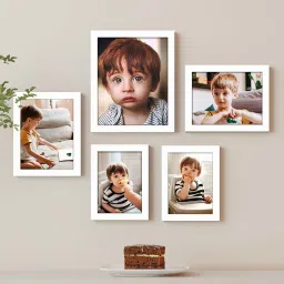 Art Street White Synthetic Pivot Wall Photo Frame - Set of 5 image 1
