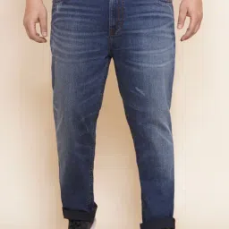 John Pride Dark Blue Regular Fit Lightly Washed Plus Size Jeans-image-44