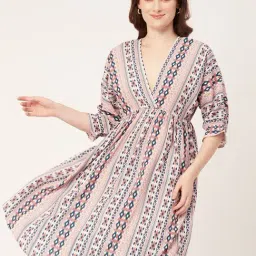 Moomaya Multicolor Printed Fit & Flare Dress-image-46