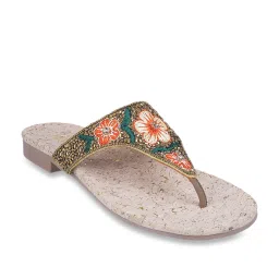 Metro Women's Antique Gold Thong Sandals image 1