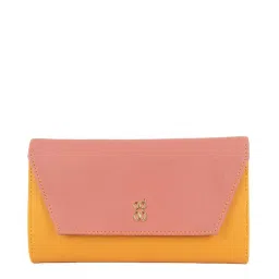Baggit Chrome Yellow Color Block Tri-Fold Wallet for Women image 1