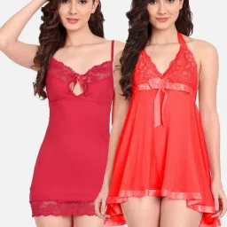 fims FIMS: Fashion is my Style Red Lace Work Babydoll With Thong image 1