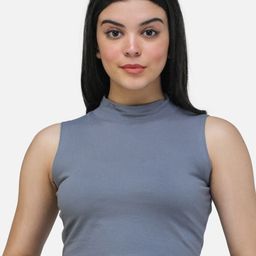 Cation Grey Solid Crop Top-picture-5