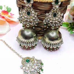 VATSALYA creation Alloy Gold- plated Green Jewellery Set-picture-27