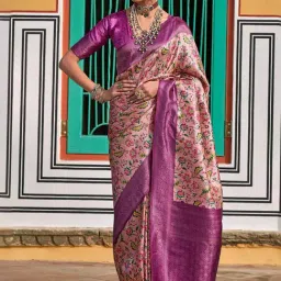 Satrani Purple Silk Woven Saree With Unstitched Blouse-image-50