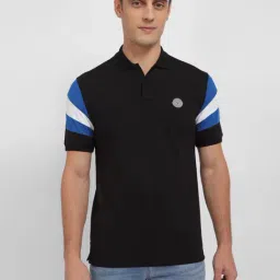 Allen Solly Black Cotton Regular Fit Printed Polo T-Shirt-picture-23