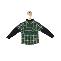 allen solly junior Allen Solly Boys Boys Green Checks Full Sleeves Shirt image 1