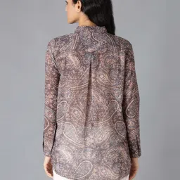 W Brown Paisley Print Shirt image 2