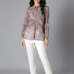 W Brown Paisley Print Shirt image 5