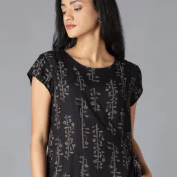 W Black Floral Print Jumpsuit image 5