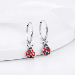 GIVA 92.5 Sterling Silver Curious Ladybug Hoop Earrings for Kids Girls-picture-41