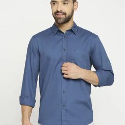 Basics Blue Cotton Slim Fit Texture Shirt-picture-33