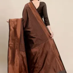Anjaneya Sarees Brown Silk Woven Saree With Unstitched Blouse image 2