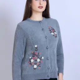 Winter Wonders Women Floral Cardigan Sweaters image 2