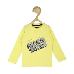 allen solly junior Allen Solly Kids Light Yellow Graphic Print Full Sleeves T-Shirt image 1