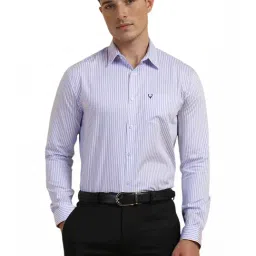 Allen Solly Purple Cotton Slim Fit Striped Shirt-image-33