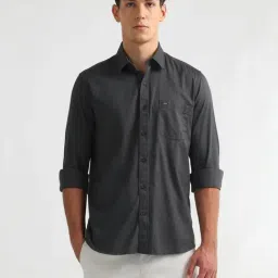 Arrow Sport Grey Solid Slim Fit Shirt-picture-24