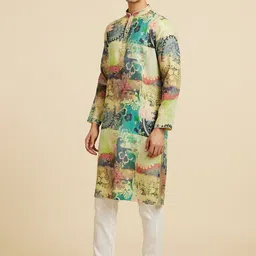 Diwas by Manyavar Floral Printed Mandarin Collar Straight Kurta image 4
