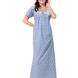 Soulemo Pure Cotton Printed Maxi Nightdress-picture-19