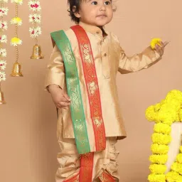 VASTRAMAY SISHU Rose Gold & Red Cotton Straight Fit Kurta Set image 4