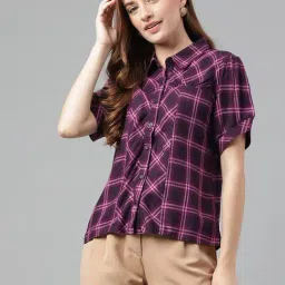 Latin Quarters Wine Checks Shirt-image-5