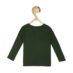 allen solly junior Allen Solly Kids Olive Solid Full Sleeves T-Shirt image 2