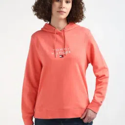 TOMMY HILFIGER Peach Cotton Embellished Hoodie-picture-25