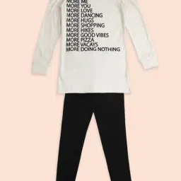 Pantaloons Junior Off-White & Black Cotton Printed Full Sleeves Top Set-image-19