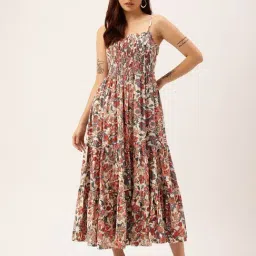 Amukti Multicolor Rayon Floral Fit & Flare Midi Dress-image-13
