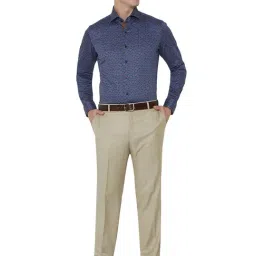 JB Studio Light Blue Cotton Slim Fit Printed Shirt image 5