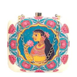 NR by Nidhi Rathi Beige Fabric Clutch image 1