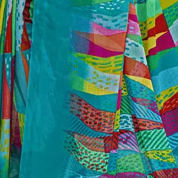 Satrani Multi Geometric Print Saree With Unstitched Blouse image 5