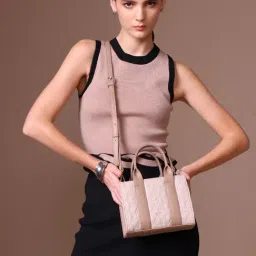 Kazo Taupe Nyx Textured Medium Leather Cross Body Bag-image-52