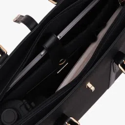 Kazo Black Eline Textured Large Leather Laptop Bag image 5