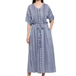 PATRORNA Navy Printed Nighty-picture-20