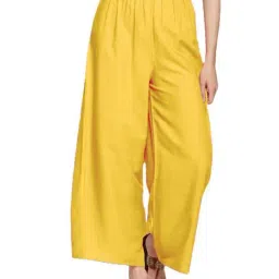 PATRORNA Mustard Loose Fit Mid Rise Palazzos-picture-16
