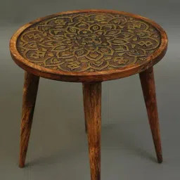 Jaypore Brown Mango Wood Hand Crafted Round Table image 4