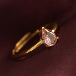 PALMONAS Gold-Plated CZ-Studded Droplet Blush Finger Ring-picture-30