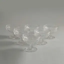 Home4U Tielle Transparent Glass Ice Cream Bowl (0.25 L) - Set of 6-image-0