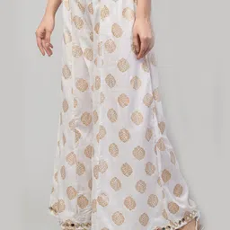 FAMBEE Women Ethnic Motifs Printed Flared Knitted Palazzos image 4